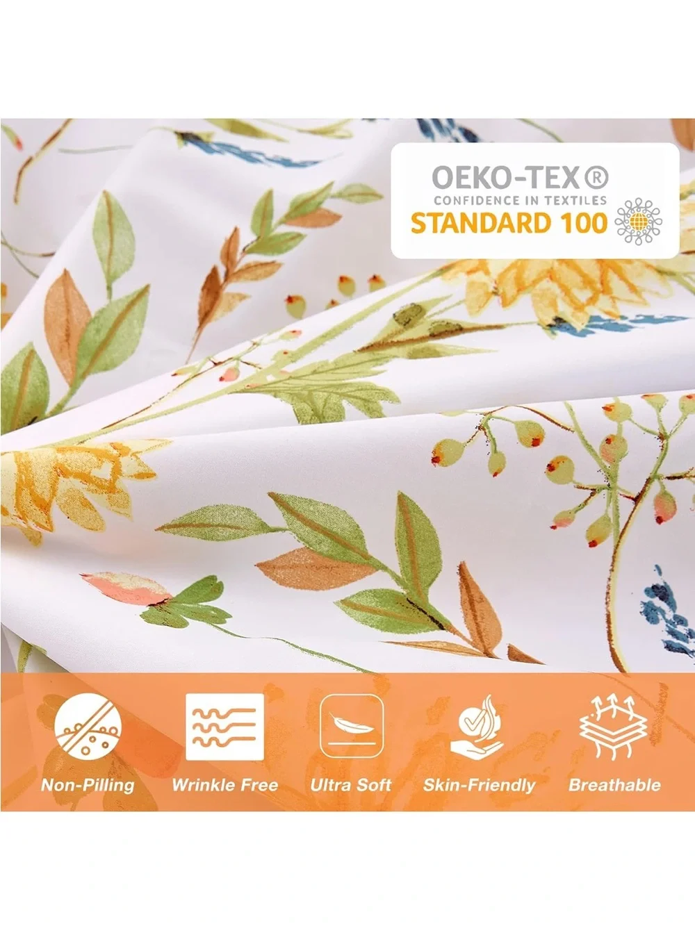 NEW JSD Yellow Floral Printed 3-piece Duvet Cover Set. Botanical. King